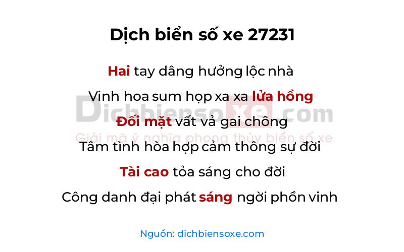 Dịch thơ biển số 27231