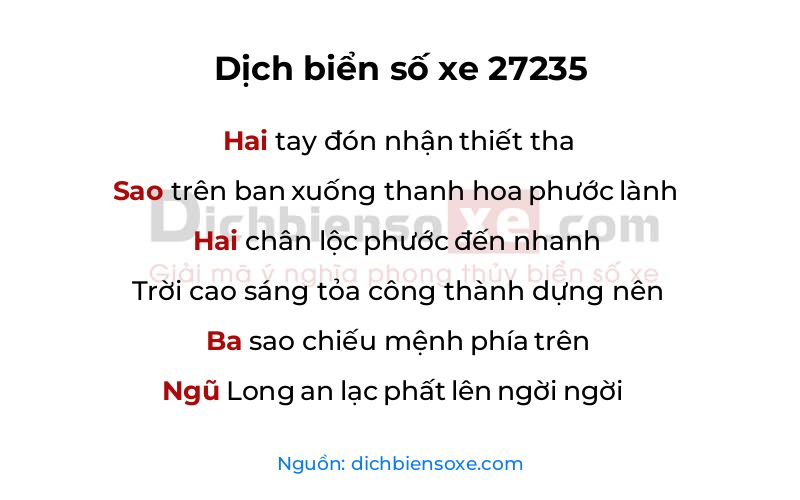 Dịch thơ biển số 27235