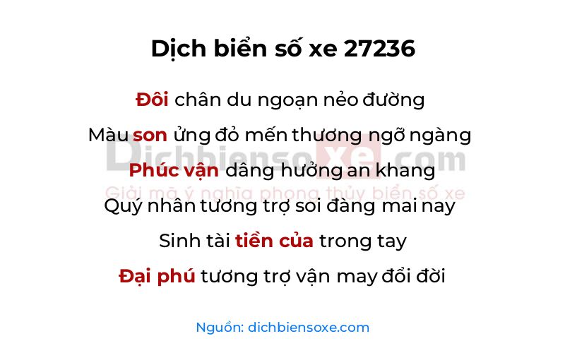 Dịch thơ biển số 27236