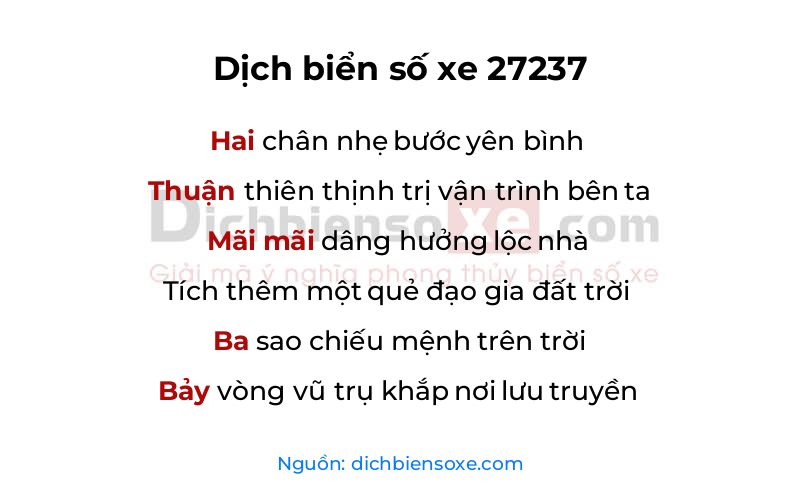 Dịch thơ biển số 27237
