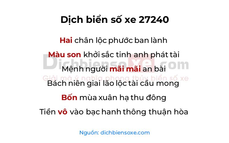 Dịch thơ biển số 27240