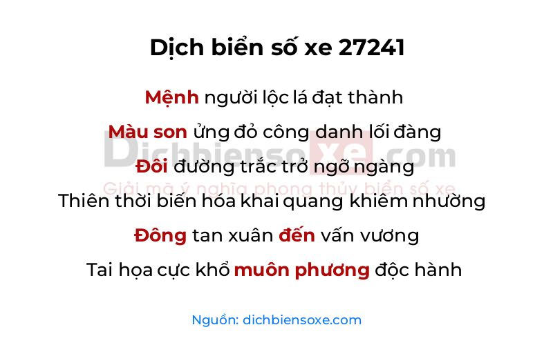 Dịch thơ biển số 27241