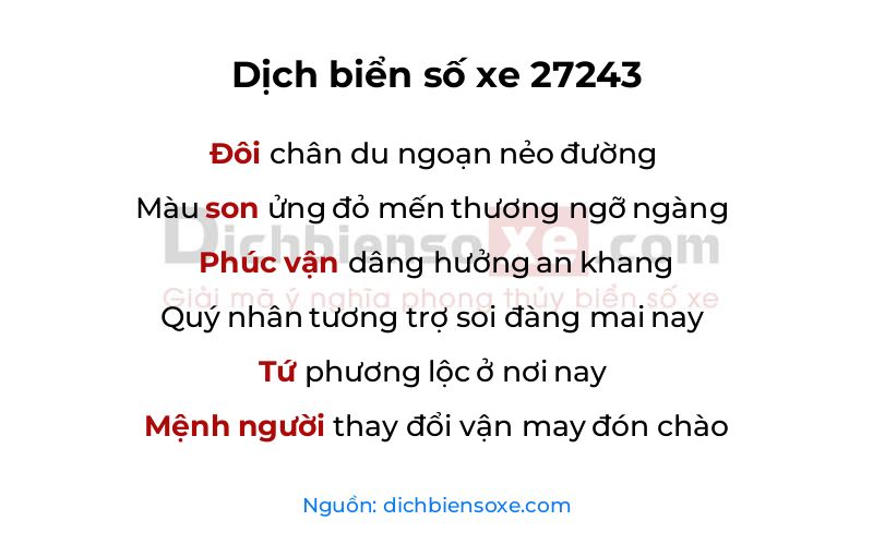 Dịch thơ biển số 27243