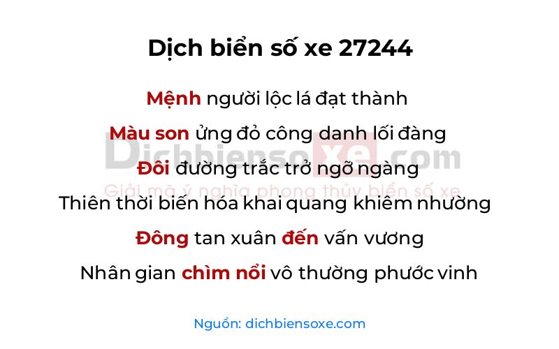 Dịch thơ biển số 27244