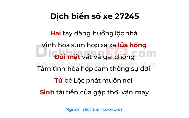 Dịch thơ biển số 27245