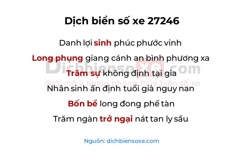Dịch thơ biển số 27246