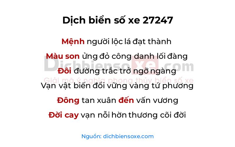 Dịch thơ biển số 27247