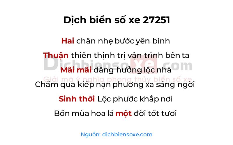 Dịch thơ biển số 27251
