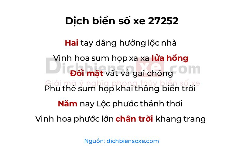 Dịch thơ biển số 27252