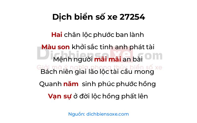 Dịch thơ biển số 27254