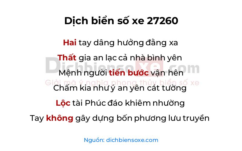 Dịch thơ biển số 27260
