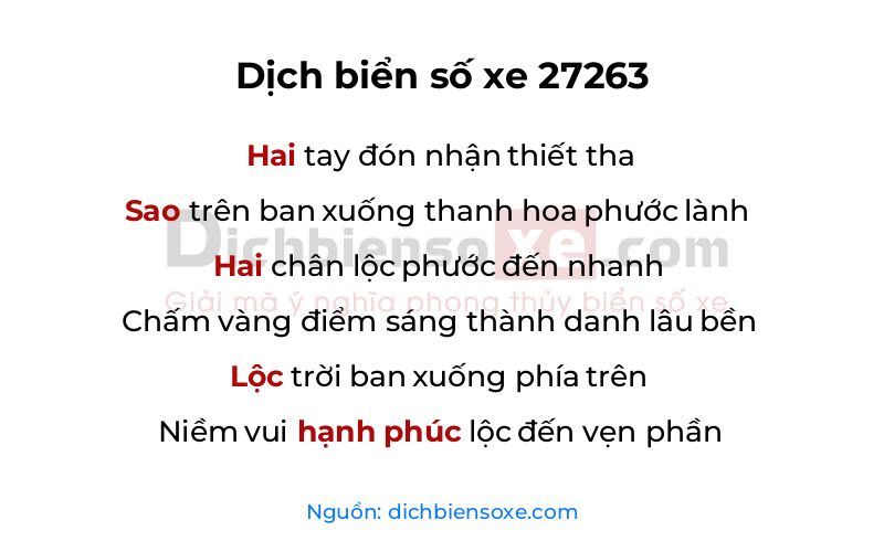 Dịch thơ biển số 27263