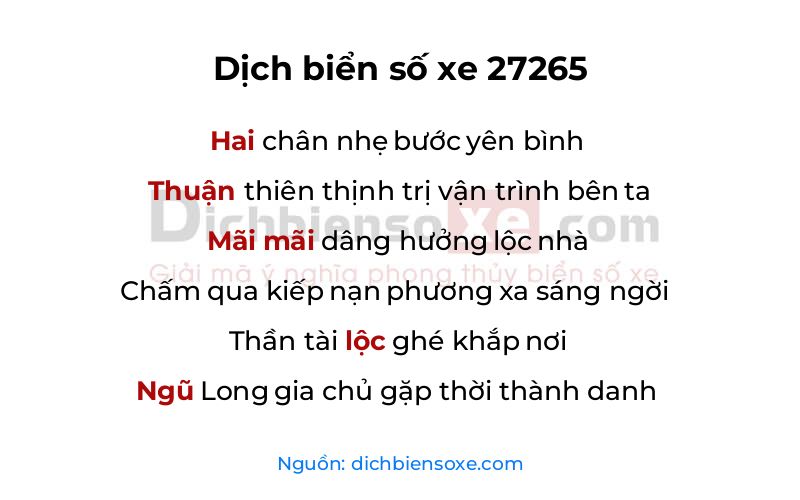 Dịch thơ biển số 27265