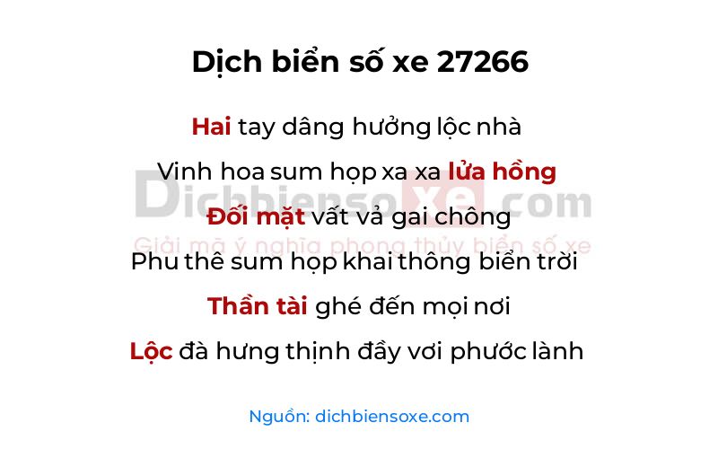 Dịch thơ biển số 27266