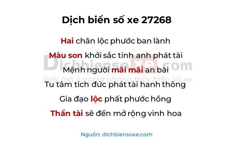 Dịch thơ biển số 27268
