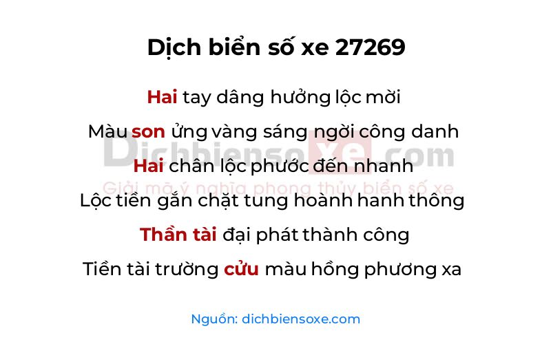 Dịch thơ biển số 27269