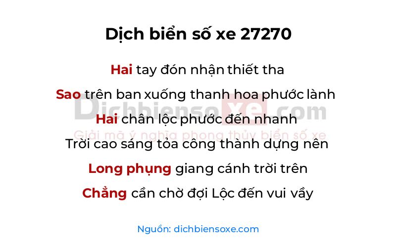 Dịch thơ biển số 27270
