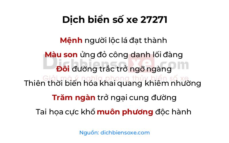Dịch thơ biển số 27271