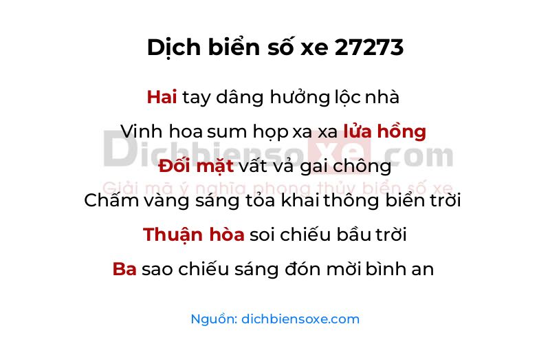 Dịch thơ biển số 27273