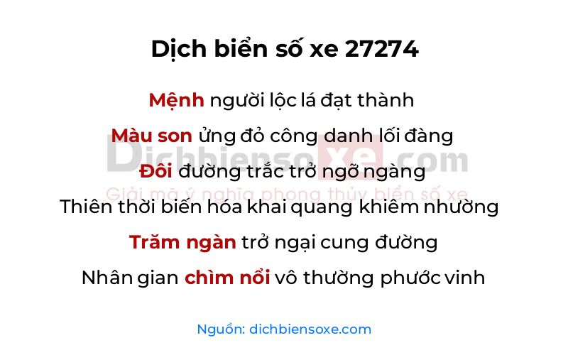 Dịch thơ biển số 27274