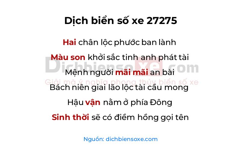Dịch thơ biển số 27275