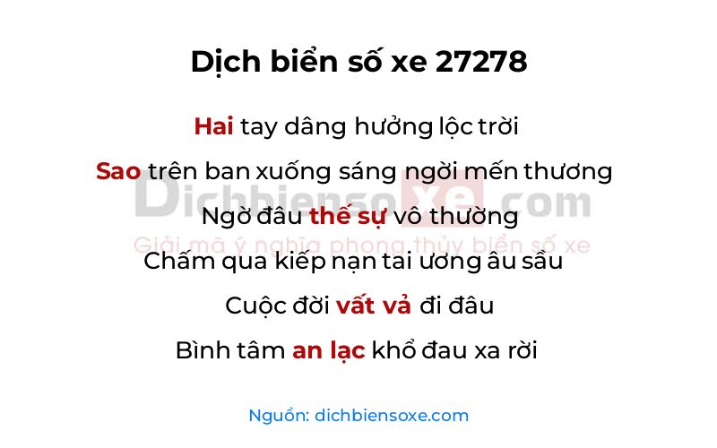 Dịch thơ biển số 27278