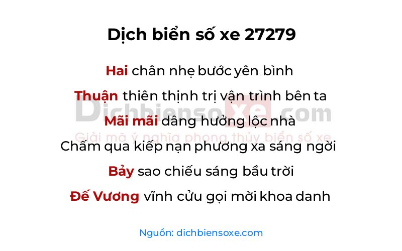 Dịch thơ biển số 27279