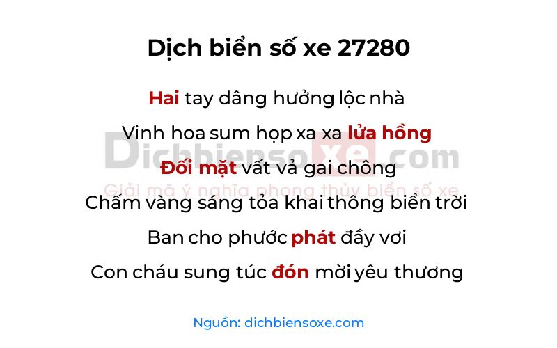Dịch thơ biển số 27280
