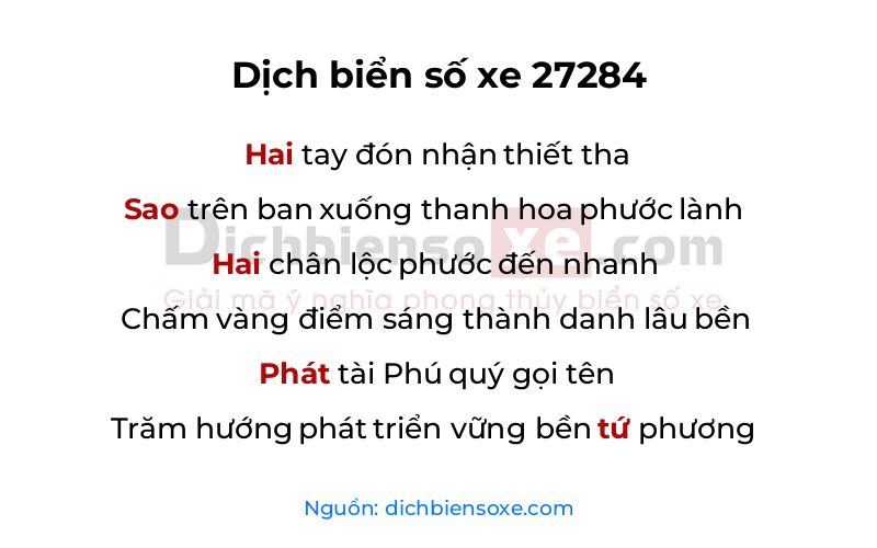 Dịch thơ biển số 27284