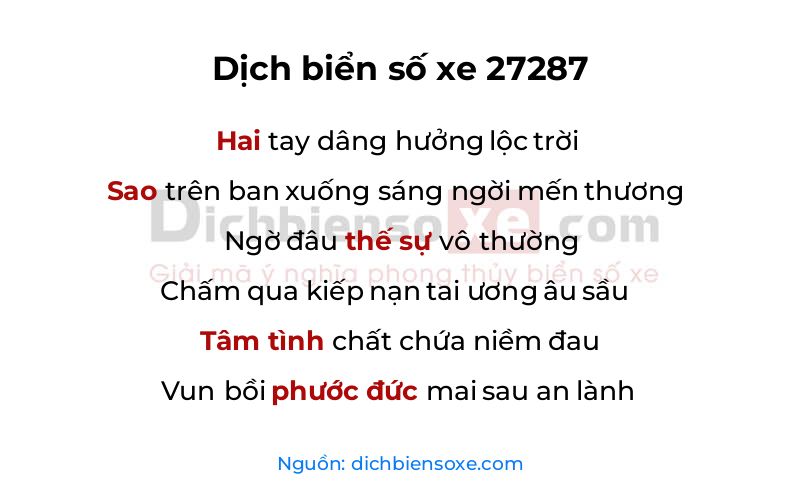 Dịch thơ biển số 27287