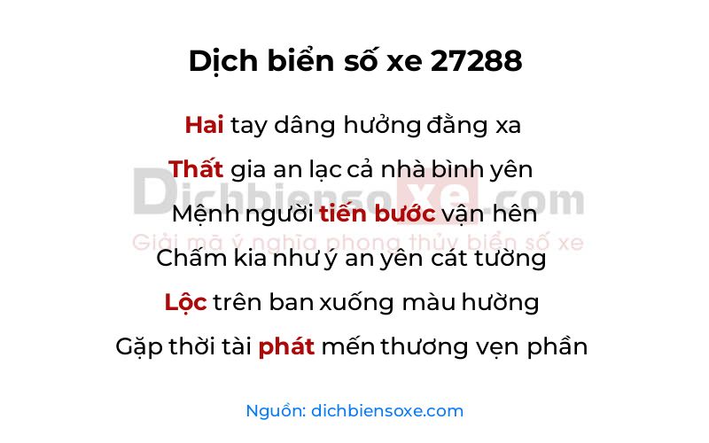 Dịch thơ biển số 27288