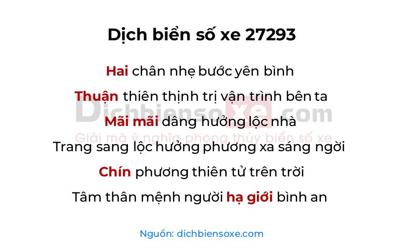Dịch thơ biển số 27293