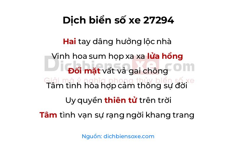 Dịch thơ biển số 27294
