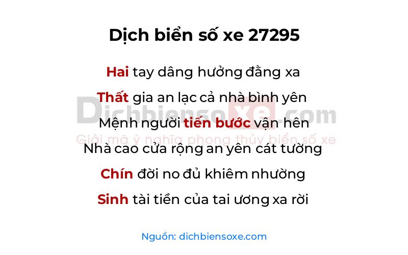 Dịch thơ biển số 27295