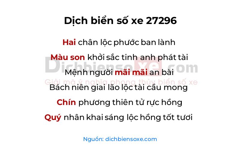 Dịch thơ biển số 27296