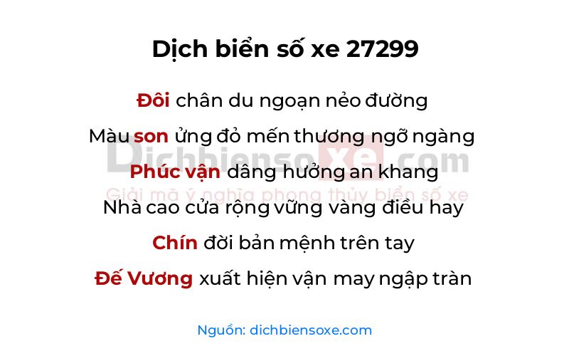Dịch thơ biển số 27299