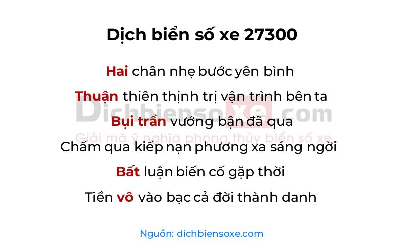 Dịch thơ biển số 27300