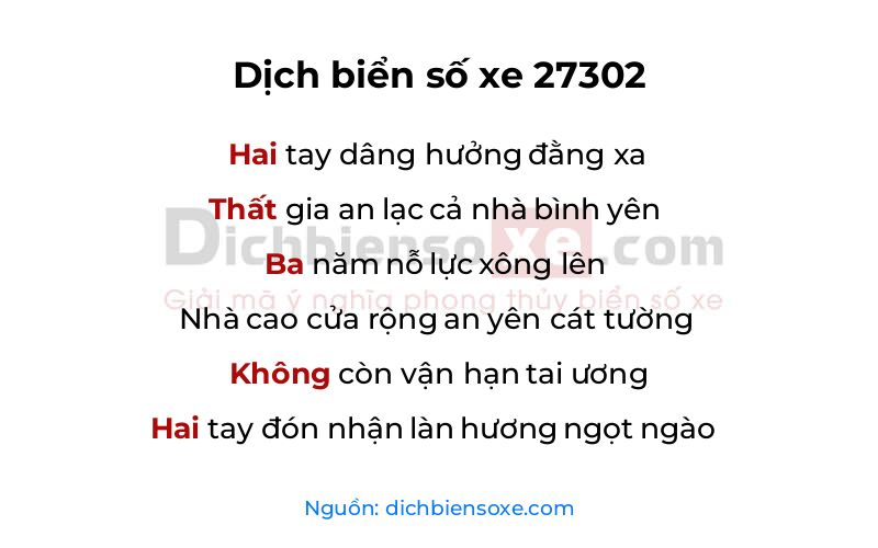 Dịch thơ biển số 27302