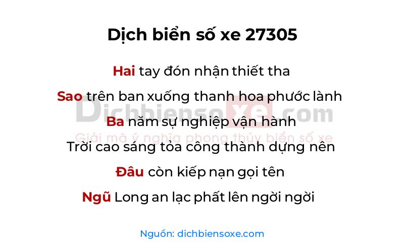 Dịch thơ biển số 27305