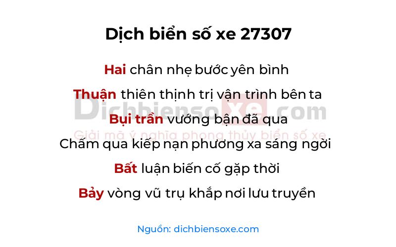 Dịch thơ biển số 27307