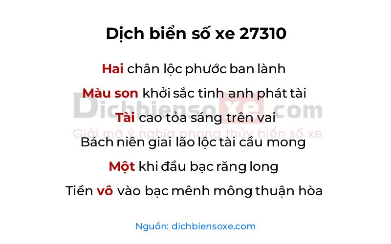 Dịch thơ biển số 27310