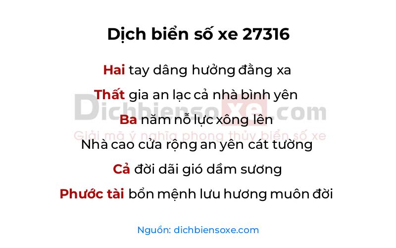 Dịch thơ biển số 27316