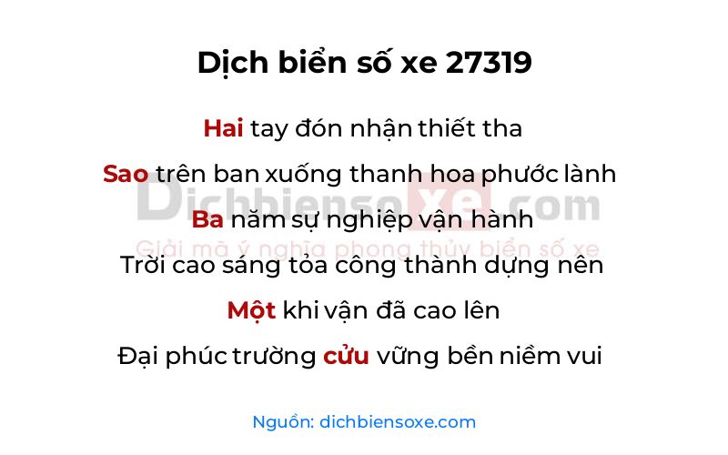 Dịch thơ biển số 27319