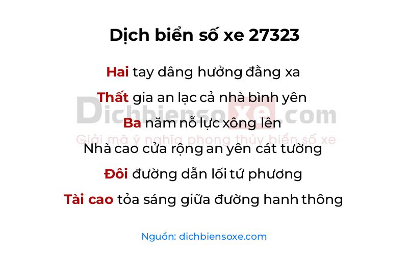 Dịch thơ biển số 27323
