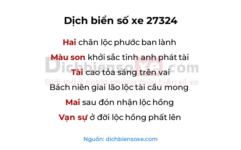 Dịch thơ biển số 27324