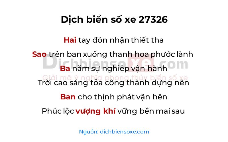 Dịch thơ biển số 27326