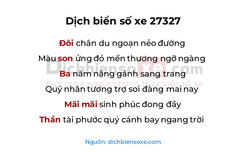 Dịch thơ biển số 27327