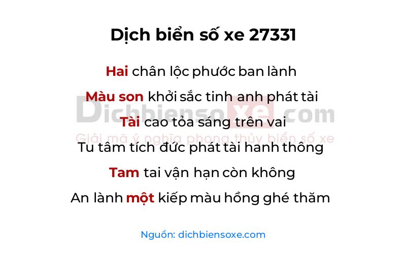 Dịch thơ biển số 27331