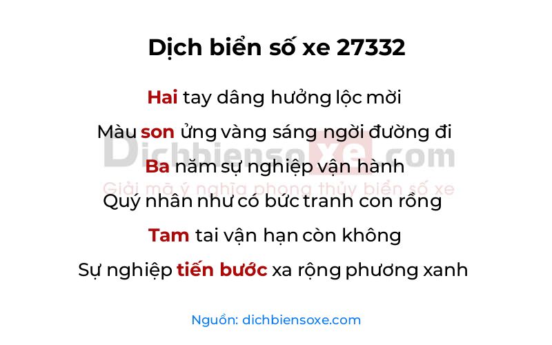 Dịch thơ biển số 27332