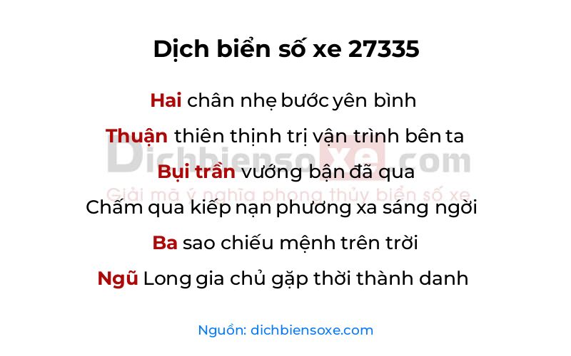 Dịch thơ biển số 27335